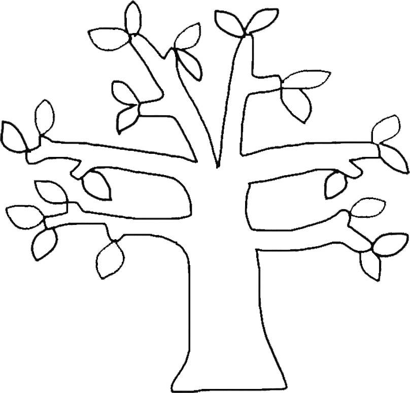 Tree with fall leaves template printable coloring pages