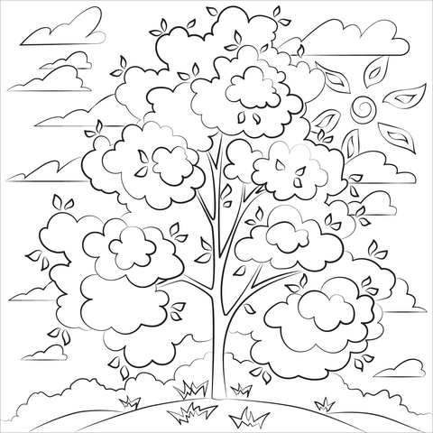 Fall tree coloring page free printable coloring pages