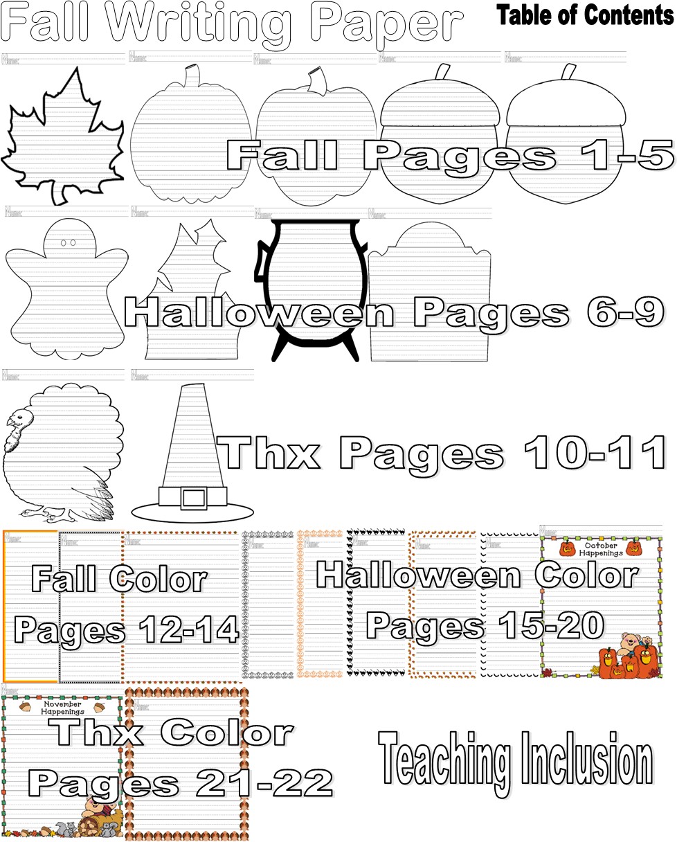 Fall autumn halloween thanksgiving journal writing pages primary lined paper made by teachers
