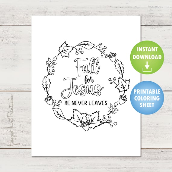 Fall for jesus printable coloring page