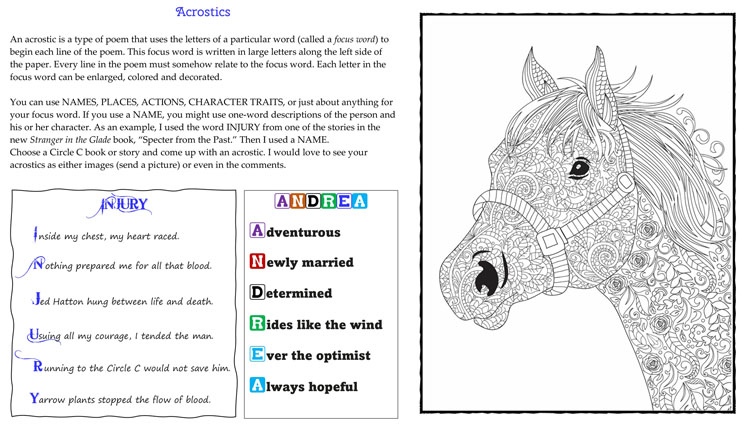 Horse coloring and acrostics â andi carters blog