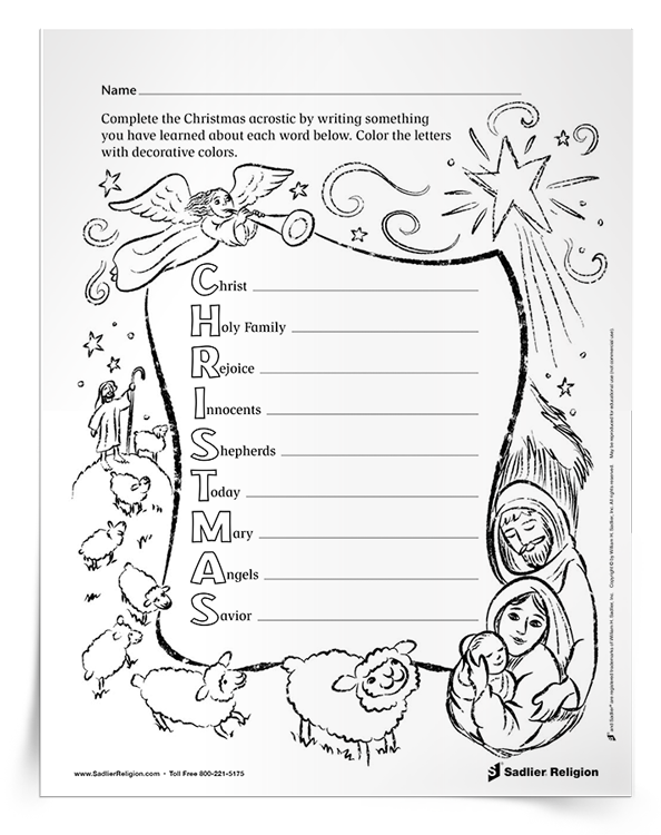 Christmas acrostic activity download religion