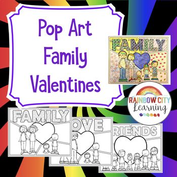 Pop art family portraits with coloring pages and acrostic poetry family valentine family valentine activities valentine activities