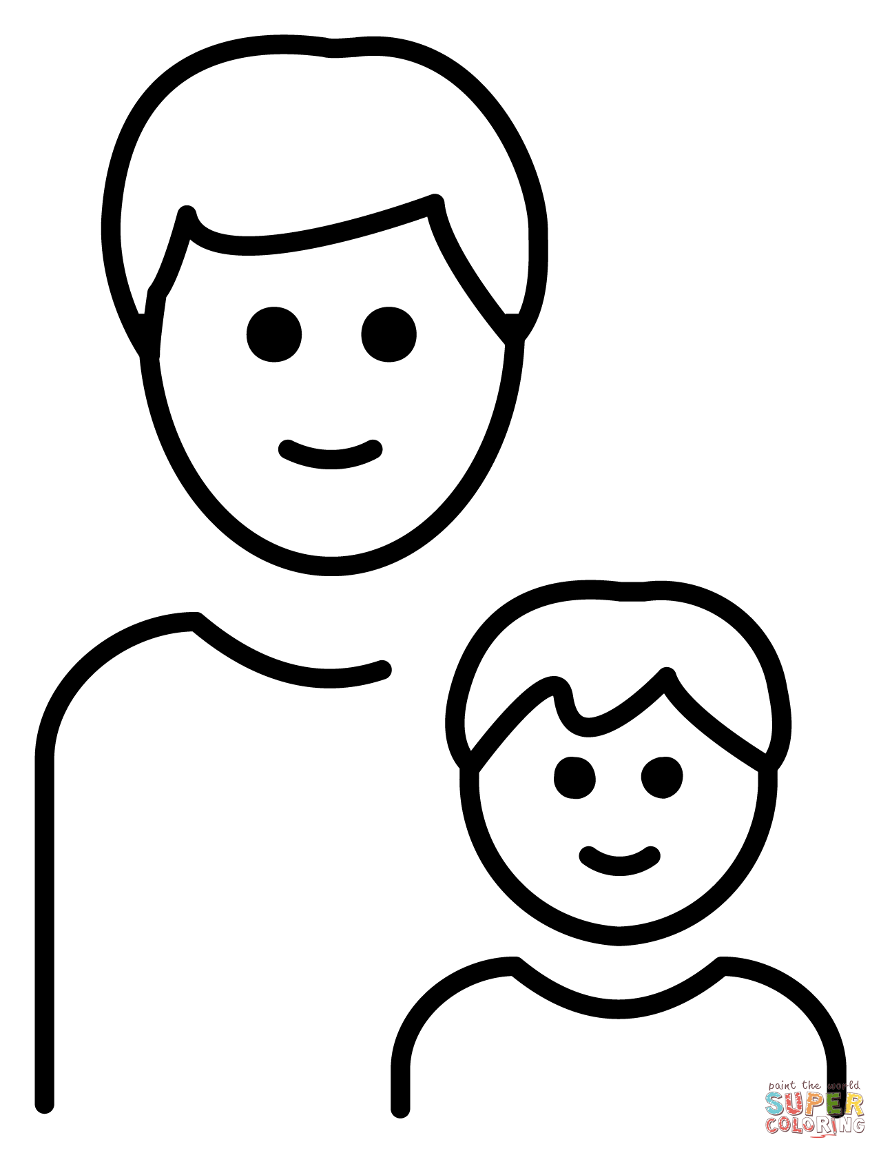 Family man and boy emoji coloring page free printable coloring pages