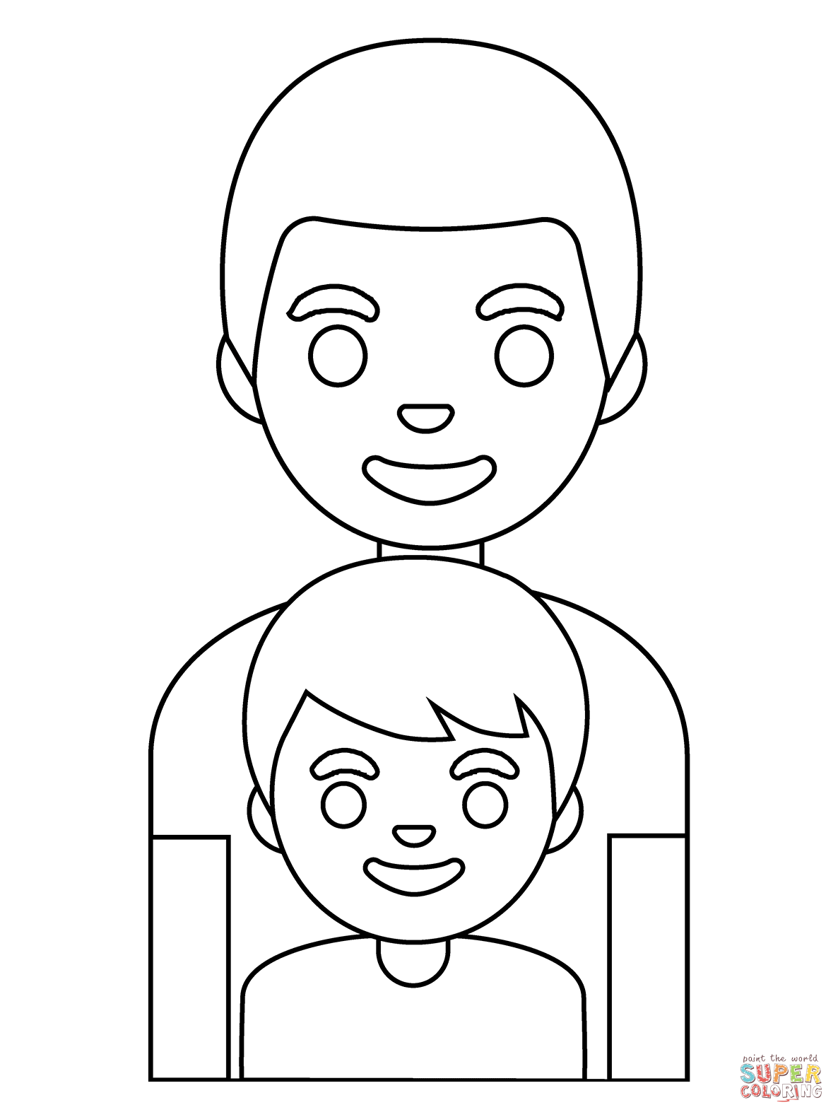 Family man and boy emoji coloring page free printable coloring pages