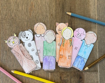 Animal people family bible story finger puppets worksheet printable coloring page sheet catholic resources for kids prayer activities jesus