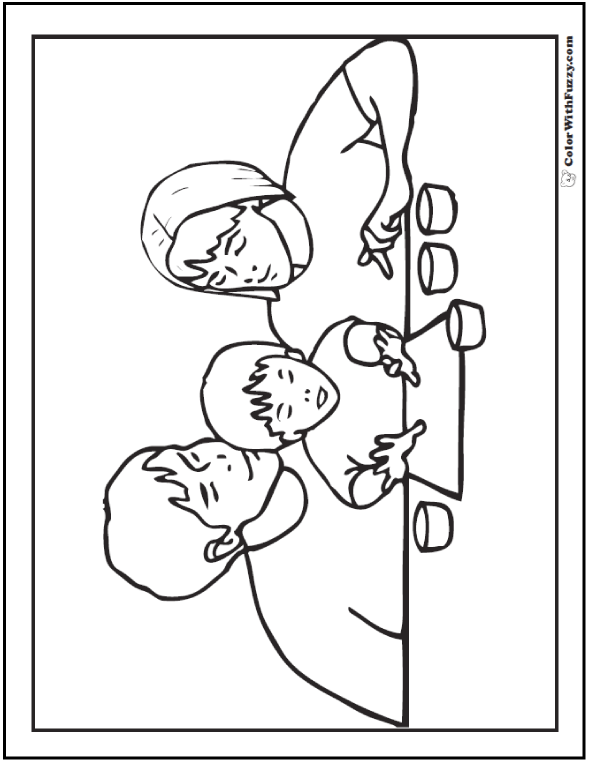 Family fathers day coloring dad mom toddler