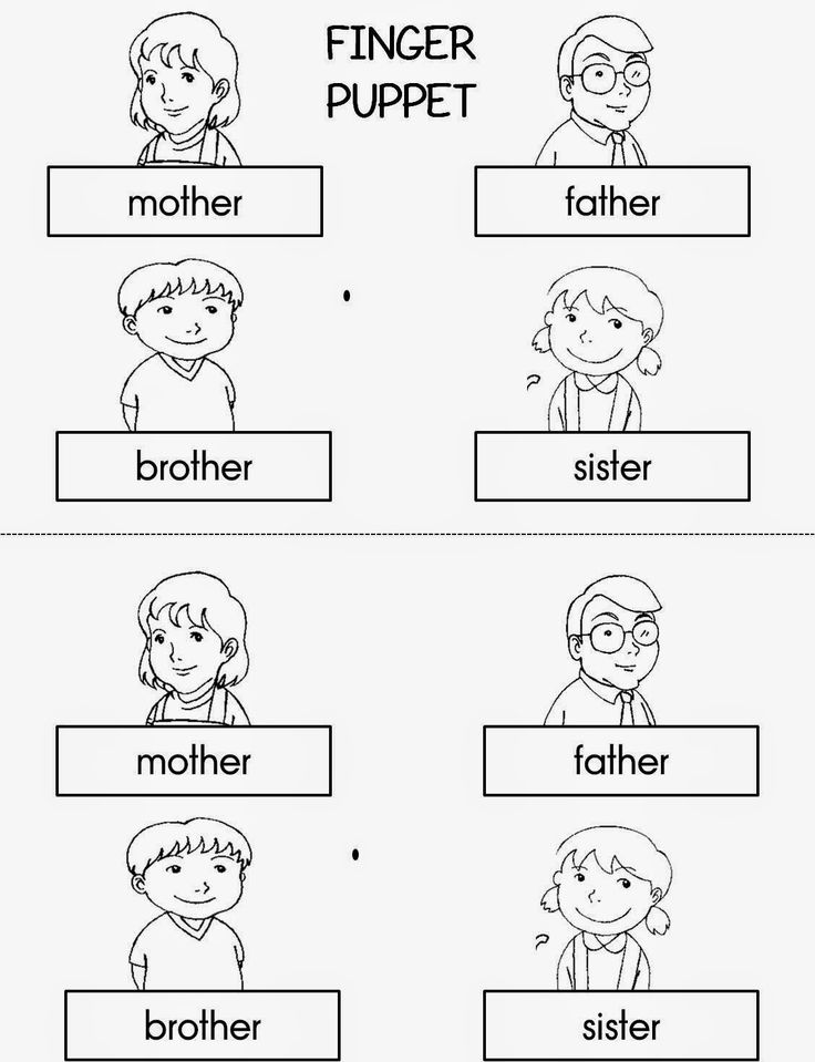 Family finger puppets coloring pages sketch coloring page cuaderno de ingles tema familiar ingles para preescolar