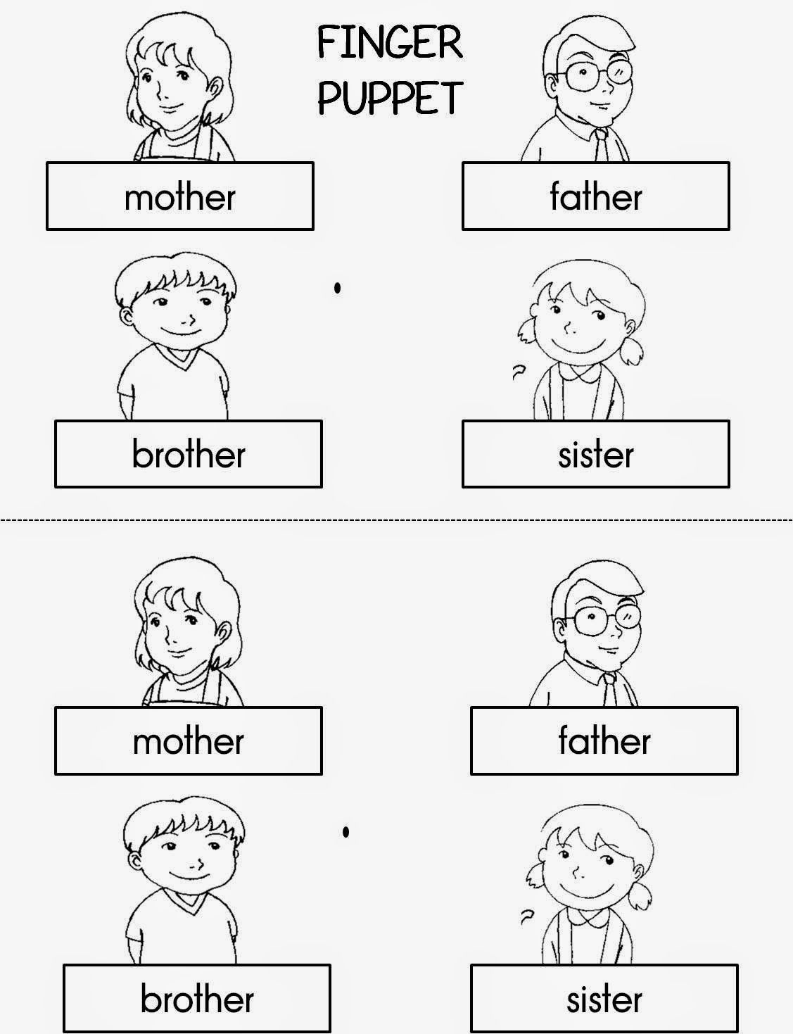 Family finger puppets coloring pages sketch coloring page cuaderno de ingles tema familiar ingles para preescolar