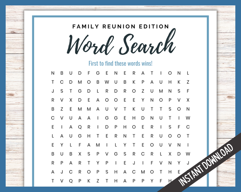 Family reunion word search