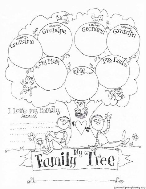 Free printable family tree coloring page family tree project family tree activity family tree craft
