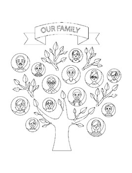 Family tree coloring pages by hanane bamhaoudi tpt