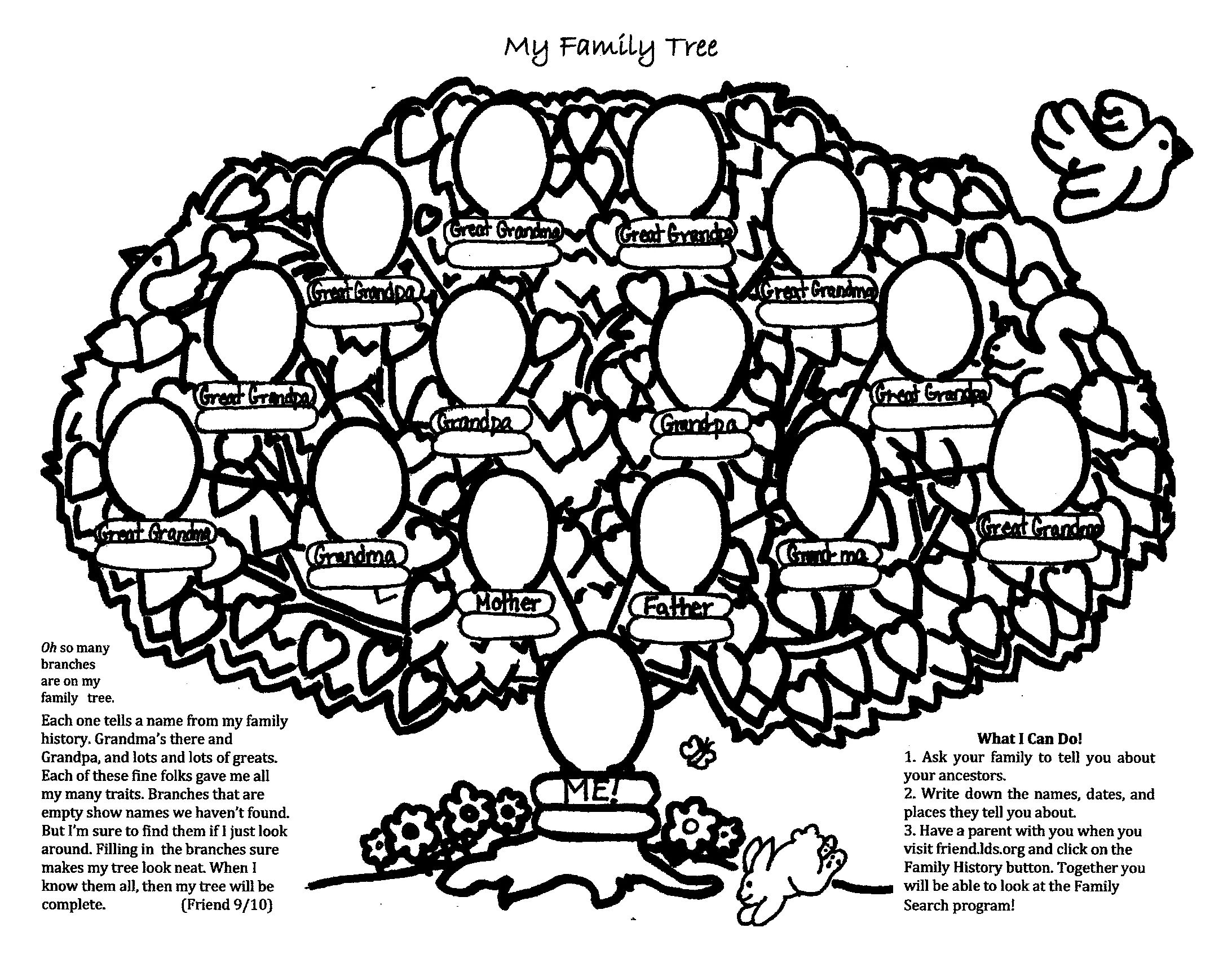 Family tree coloring pages printable