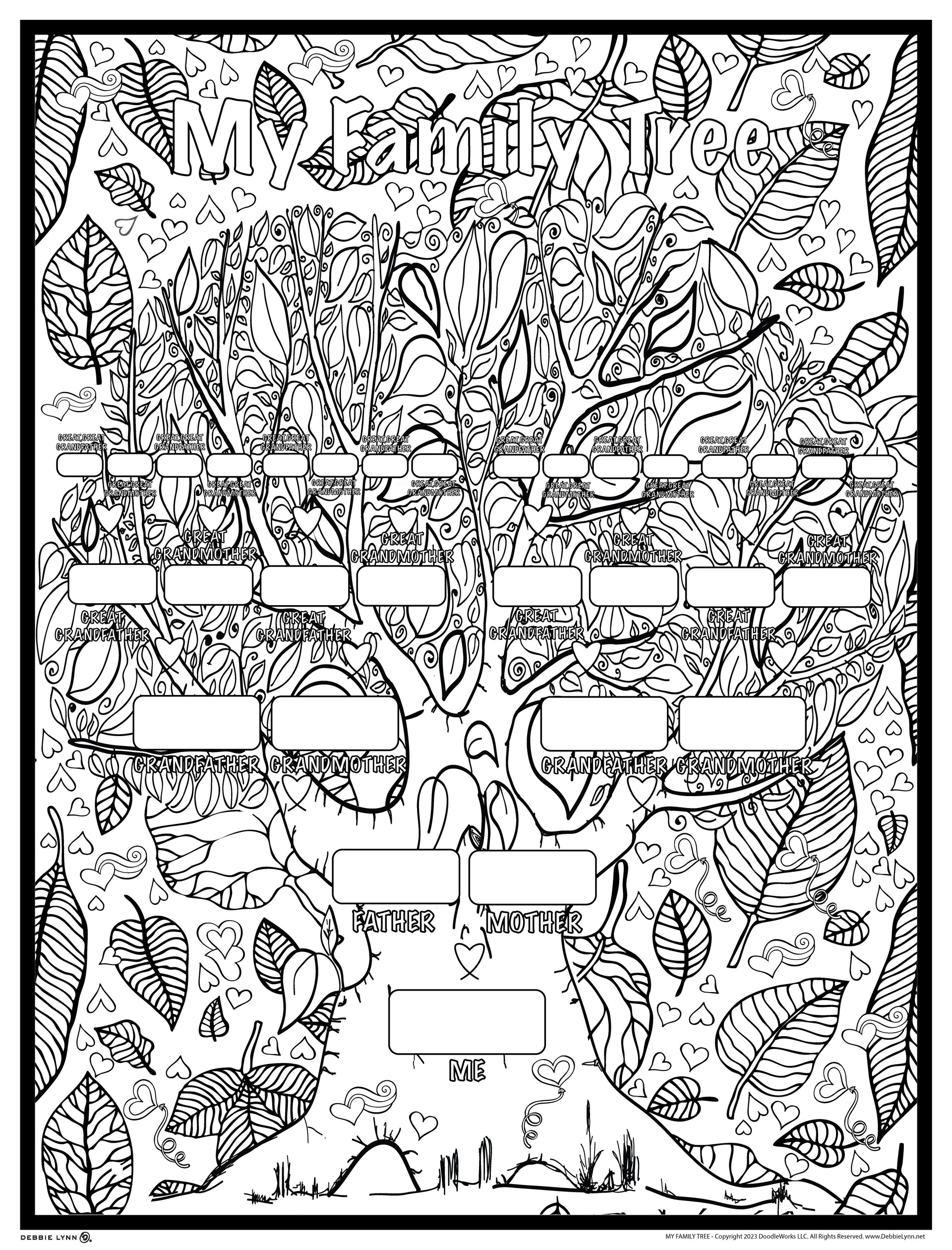 My family tree personalized giant coloring poster â debbie lynn