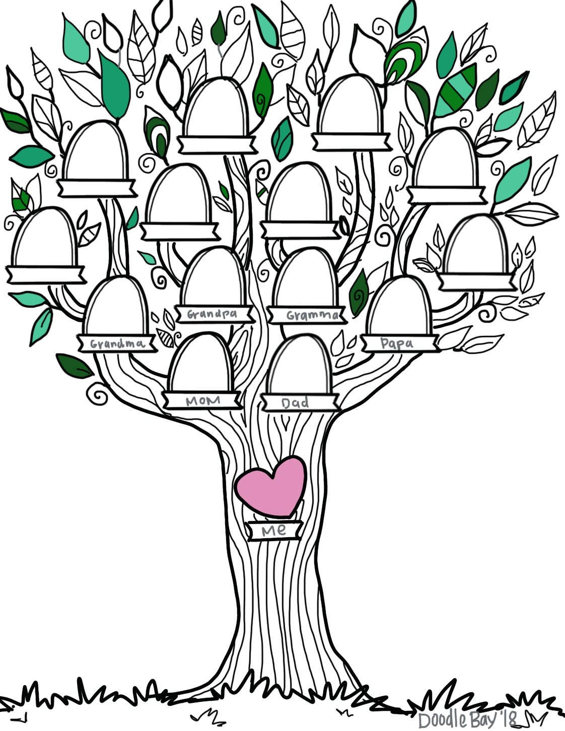 Family tree coloring page