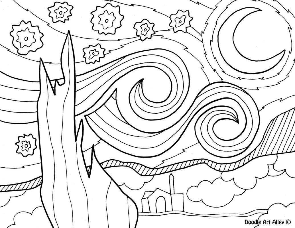 Famous art work van gogh coloring famous art coloring famous art paintings