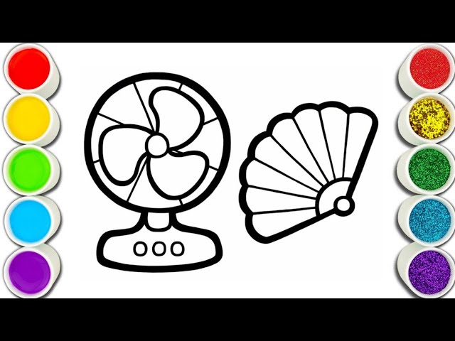 Fan drawing coloring and painting for kids and toddlers how to draw fan