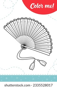 Coloring page kids fan a printable stock vector royalty free