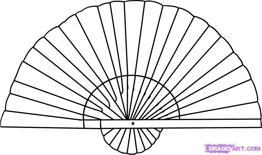 Fan coloring page fan drawing drawings coloring pages