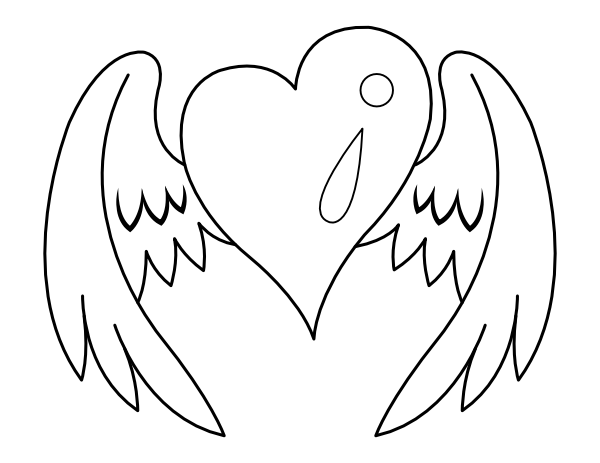 Printable fancy winged heart coloring page