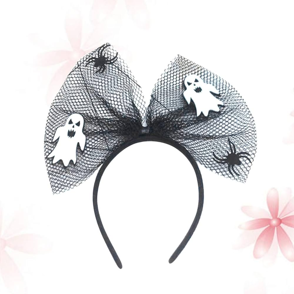 Beaupretty halloween ghost headbands spider skull hair hoop bowknot mesh headpiece day of the dead costumes for women beauty personal care