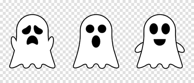 Premium vector cute ghosts outline doodle cartoon illustration ghosts coloring book page activity for kids and adults