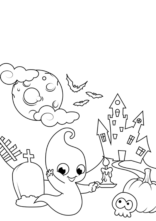 Desenho para colorir fantasma na estrada