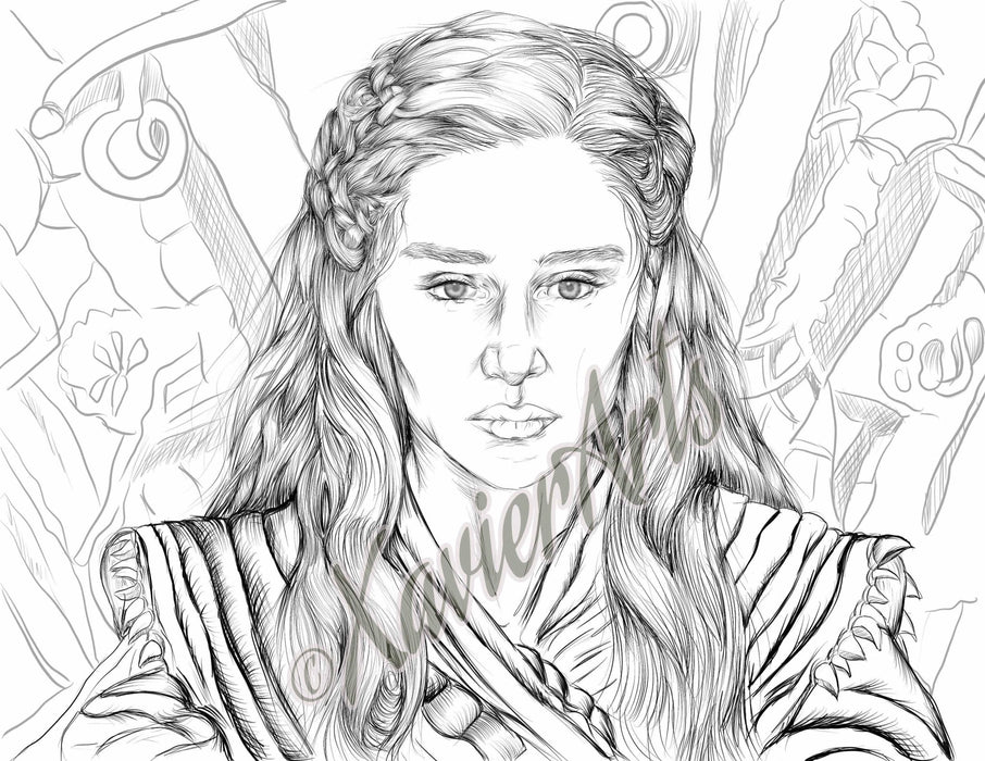 Dragon queen fantasy coloring sheet printable â