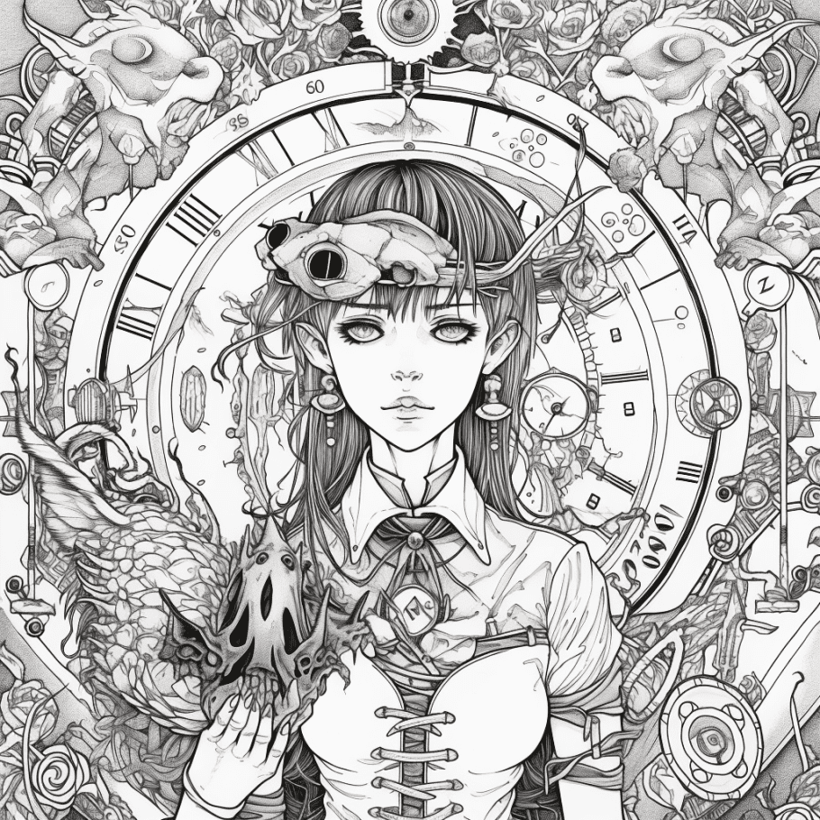 Adult printable coloring pages free creepy kawaii anime dark fantasy printable coloring book sheets