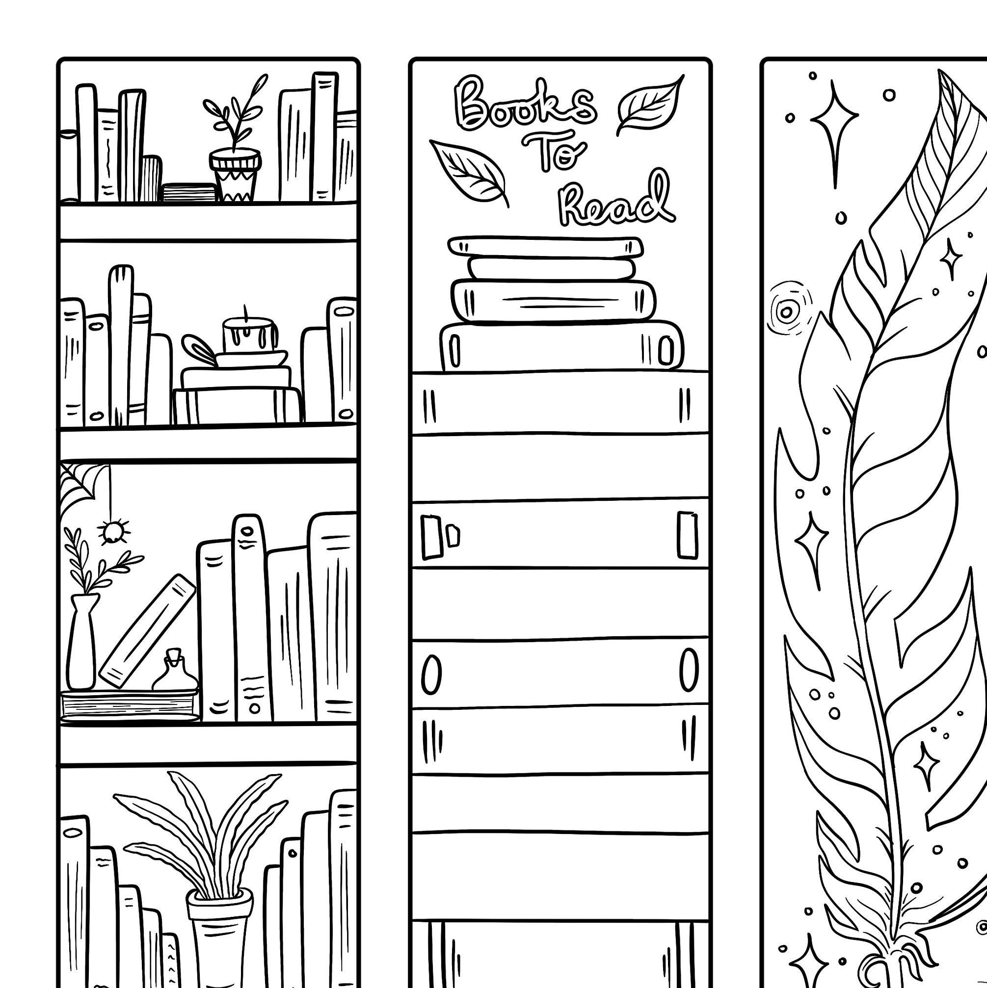 Bookmarks coloring page witchy bookmarks printable coloring page magical adult coloring page tbr bookmark jpeg png pdf