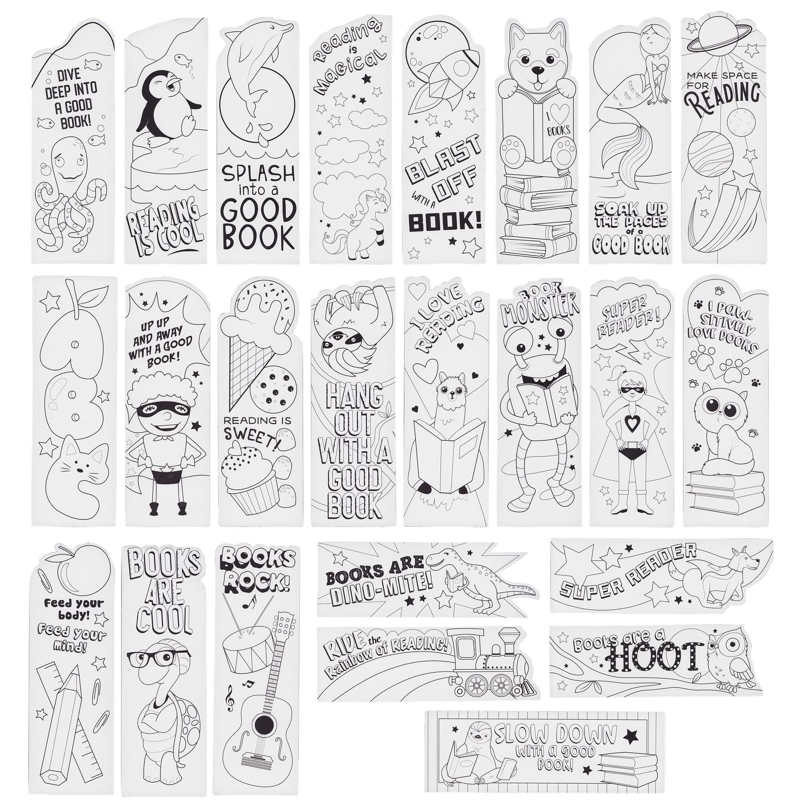 Juvale color your own bookmarks for kids pack cute animals and superhero for teachers students classroom rewards x inches office products