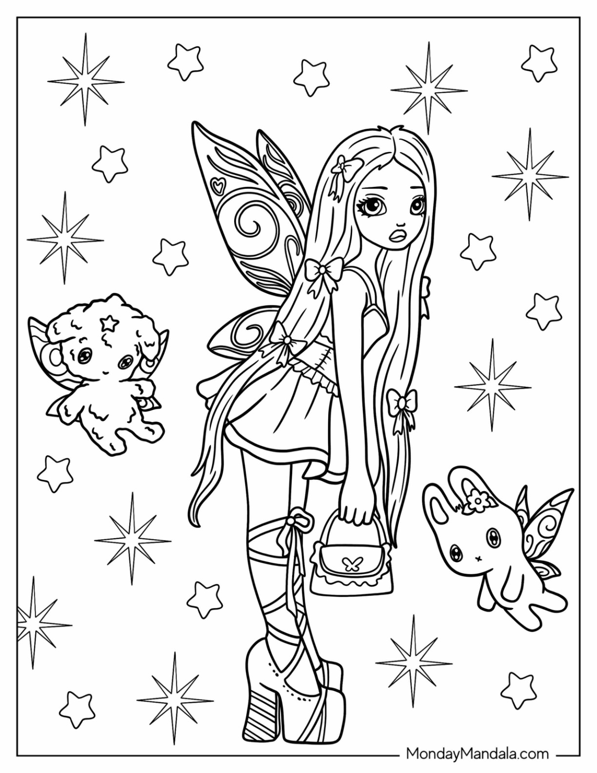 Fairy coloring pages free pdf printables