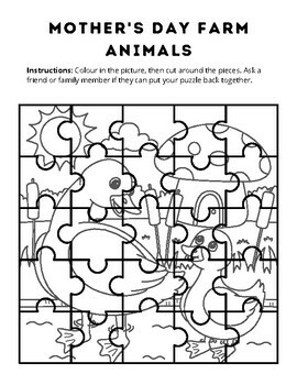 Mothers day farm animals coloring puzzles jigsaw puzzles coloring sheets