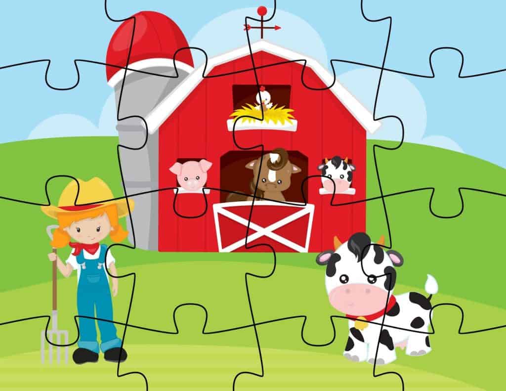 Free printable farm jigsaw puzzles for kids