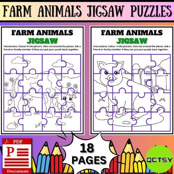 Fun on the farm farm animals jigsaw coloring puzzles for kids by qetsy