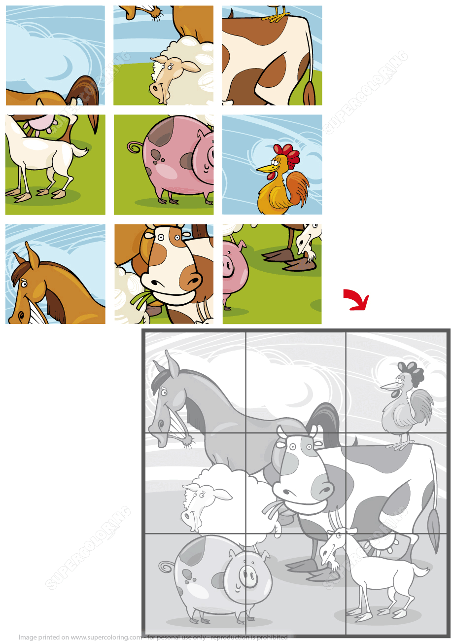 Farm animals jigsaw puzzle free printable puzzle games