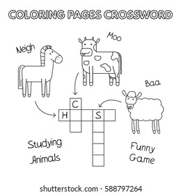 Farm animals crossword vector coloring book stock vector royalty free