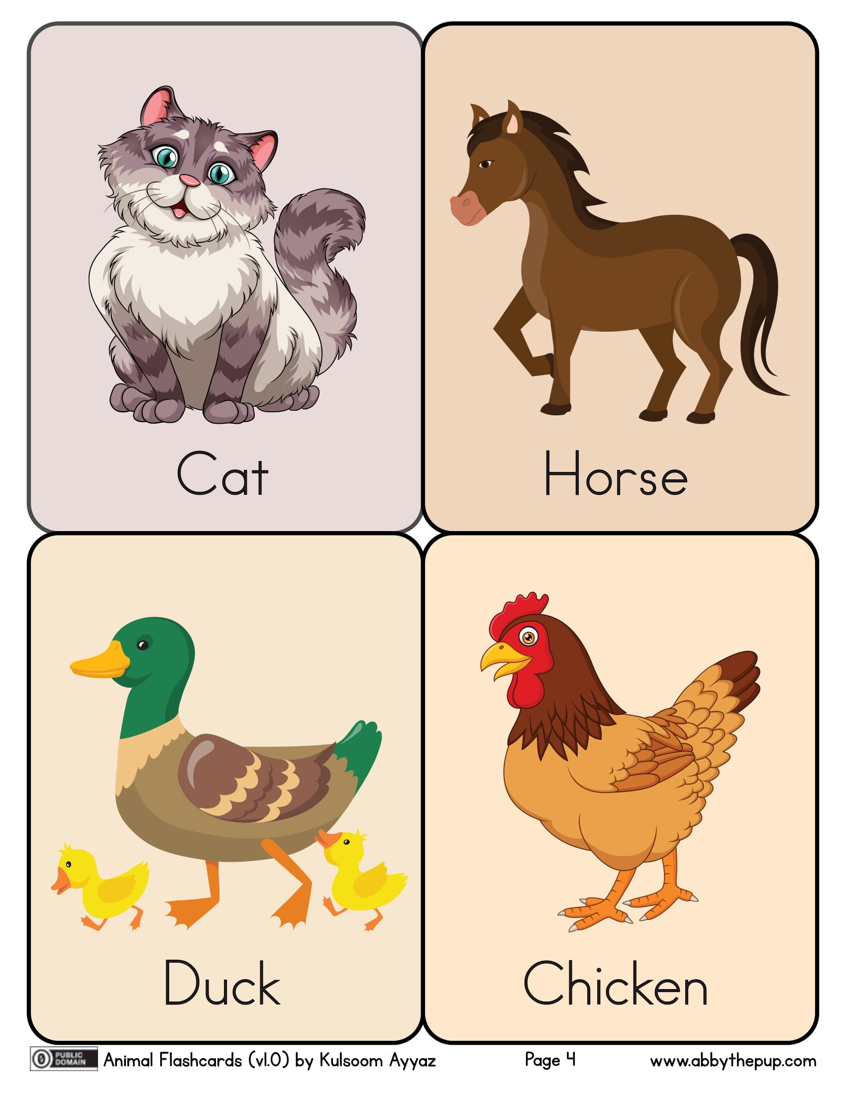 Farm animal flashcards free printable papercraft templates
