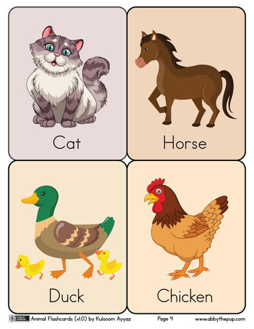 Farm animal flashcards free printable papercraft templates