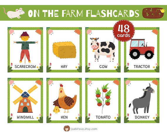 On the farm flashcards pdf farm animals flash cards printable farm nomenclature flashcards preschool montessori activities instant download