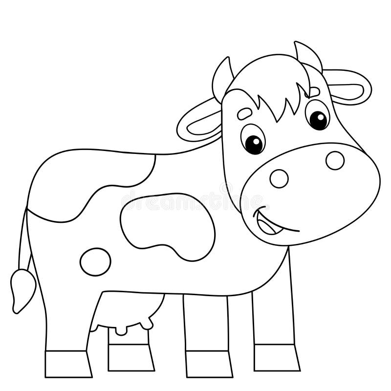 Coloring page outline of cartoon cow farm animals stock vector