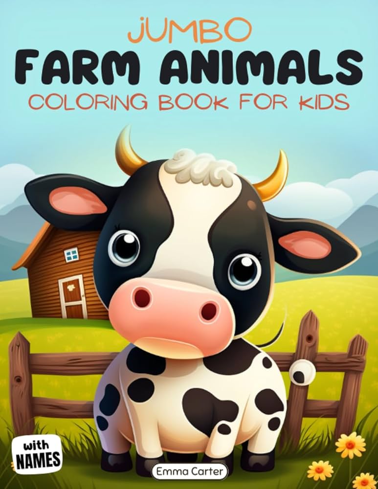 Jumbo farm animals coloring book for kids fantastic exciting and simple coloring pages with cool farm animals for children and toddlers to color of animals jumbo coloring books for