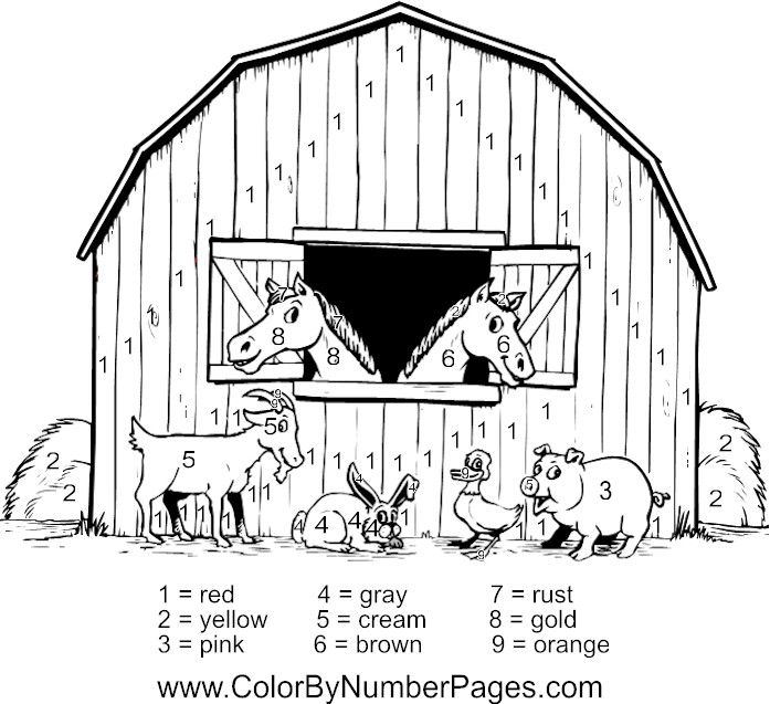 Color by number coloring pages farm coloring pages color by numbers coloring pages