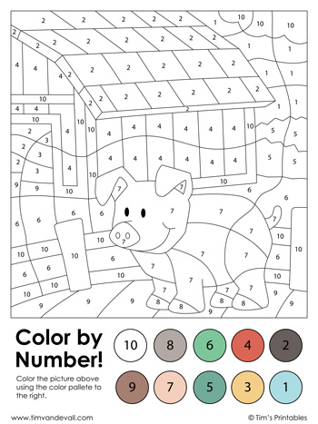 Color by number â the farm â tims printables