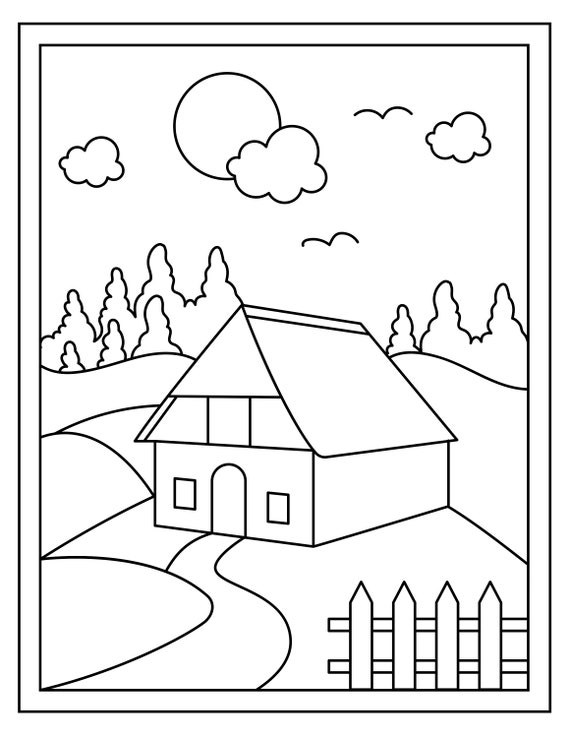 Printable farmhouse coloring pages instant download