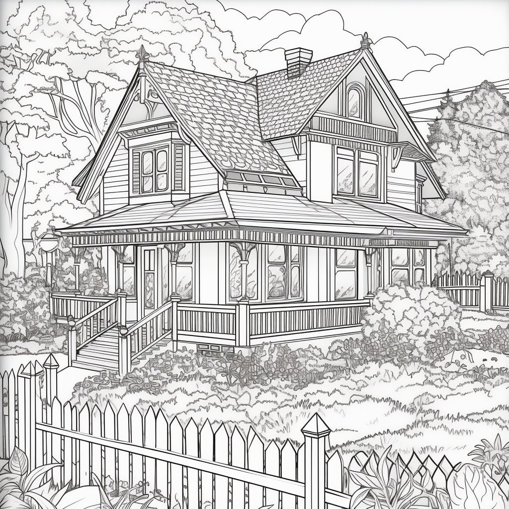 Farm house coloring page