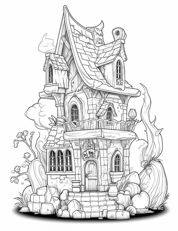 Creative haunted house coloring pages