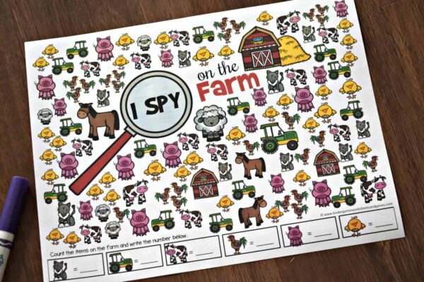 Free i spy farm animals printables