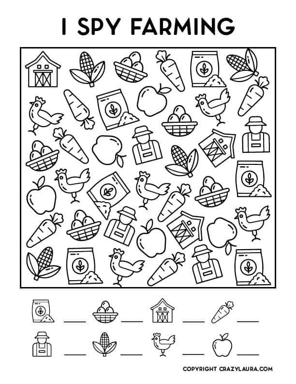 Free farming i spy printable game sheets for kids i spy kids learning activities i spy games