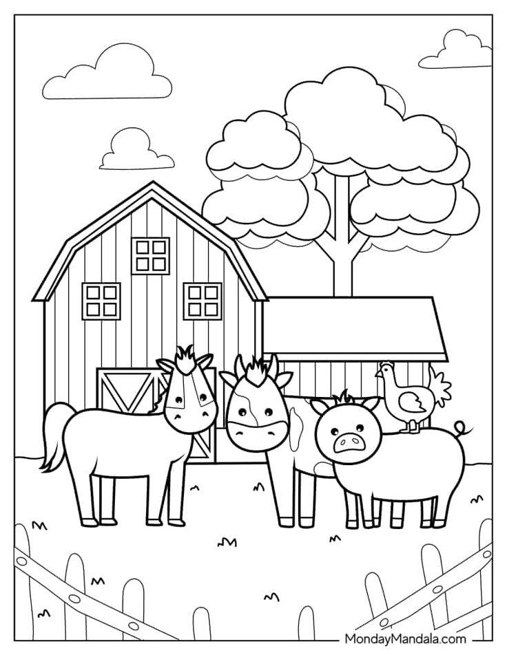 Farm coloring pages free pdf printables farm coloring pages farm animal coloring pages coloring pages